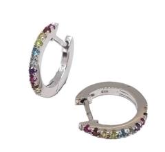 STERLING SILVER MULTI COLOUR CUBIC ZIRCONIA EARRINGS