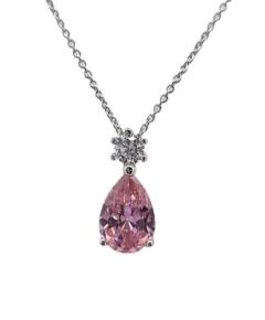 STERLING SILVER PINK CUBIC ZIRCONIA NECKLACE