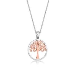 STERLING SILVER ROSE GOLD PLATED TREE OF LIFE PENDANT WITH CHAIN