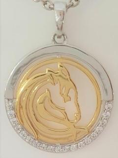 STERLING SILVER GOLD PLATED HORSE HEAD PENDANT WITH CHAIN