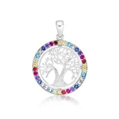 STERLING SILVER RAINBOW TREE OF LIFE PENDANT