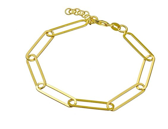 STERLING SILVER GOLD PLATED  OBLONG LINK BRACELET