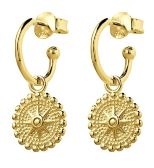 STERLING SILVER GOLD PLATED HALF HOOP EARRINGS
