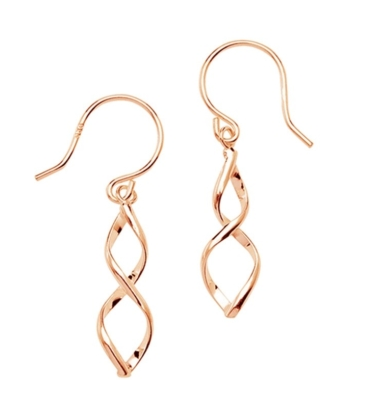 STERLING SILVER ROSE GOLD PLATED TWIST DANGLE EARRINGS