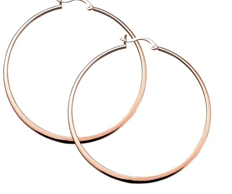 STERLING SILVER ROSE GOLD PLATED HOOP EARRINGS