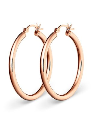 STERLING SILVER ROES GOLD PLATED HOOP EARRINGS