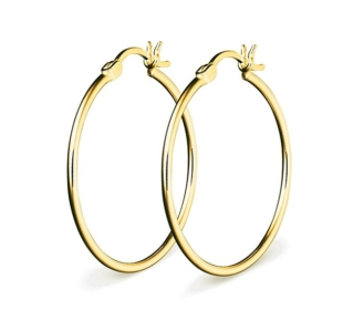 STERLING SILVER GOLD PLATED HOOP EARRINGS