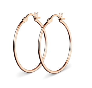STERLING SILVER ROSE GOLD PLATED 10MM HOOPS