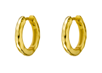 STERLING SILVER GOLD PLATED BEATEN HOOPS