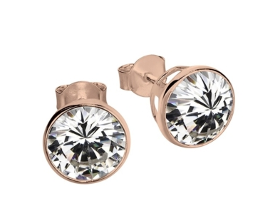 STERLING SILVER ROSE GOLD PLATED 4MM CUBIC ZIRCONIA STUDS