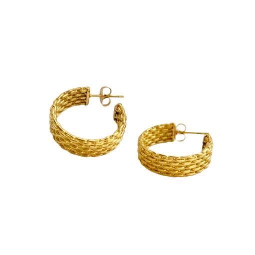 STAINLESS STEEL MESH HOOP EARRINGS