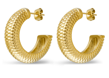 STAINLESS STEEL SNAKE SKIN PATTERNED HOOP