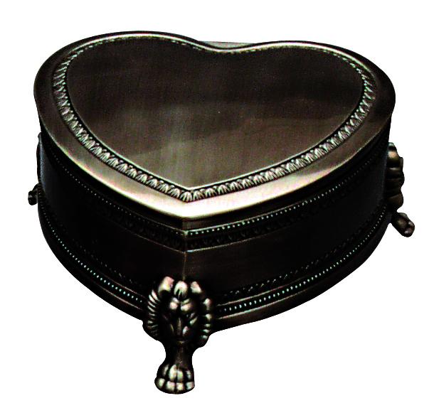 HEART  SHAPED LARGE PEWTER JEWELLERY BOX