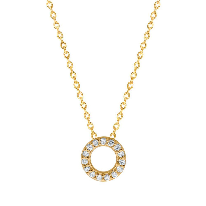 9CT YELLOW GOLD DIAMOND CIRCLE NECKLACE