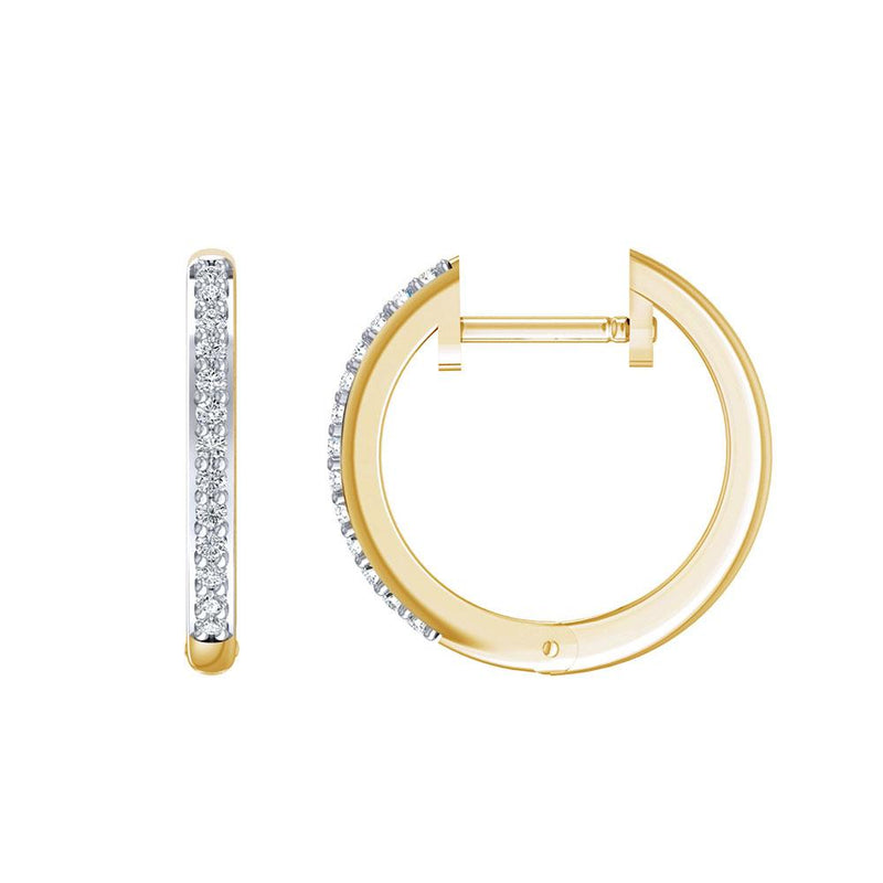 9CT YELLOW GOLD DIAMOND SET HOOP EARRINGS
