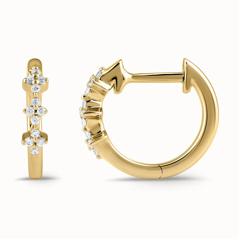 9CT YELLOW GOLD DIAMOND SET HUGGIES