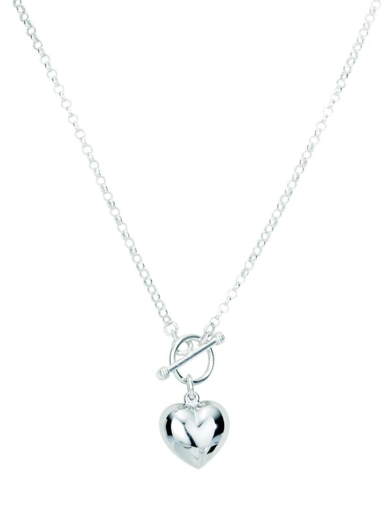 STERLING SILVER BELCHER CHAIN WITH HEART & TOGGLE