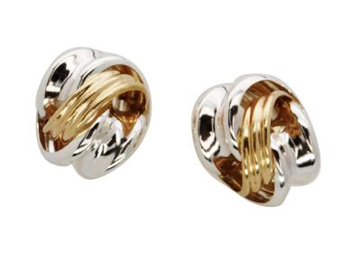 STERLING SILVER & YELLOW GOLD KNOT STUDS