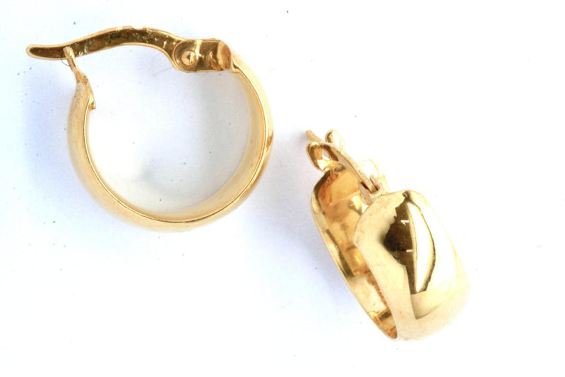 STERLING SILVER 9CT YELLOW GOLD  BONDED PLAIN HOOP EARRINGS
