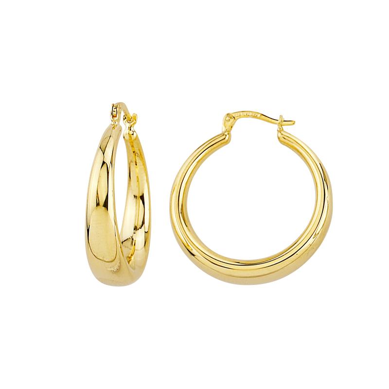 9CT YELLOW GOLD & STERLING SILVER BONDED TAPERED HOOPS