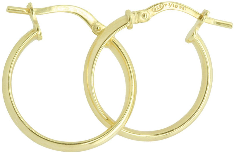 9CT YELLOW GOLD AND SILVER BONDED PLAIN HOOP EARRINGS