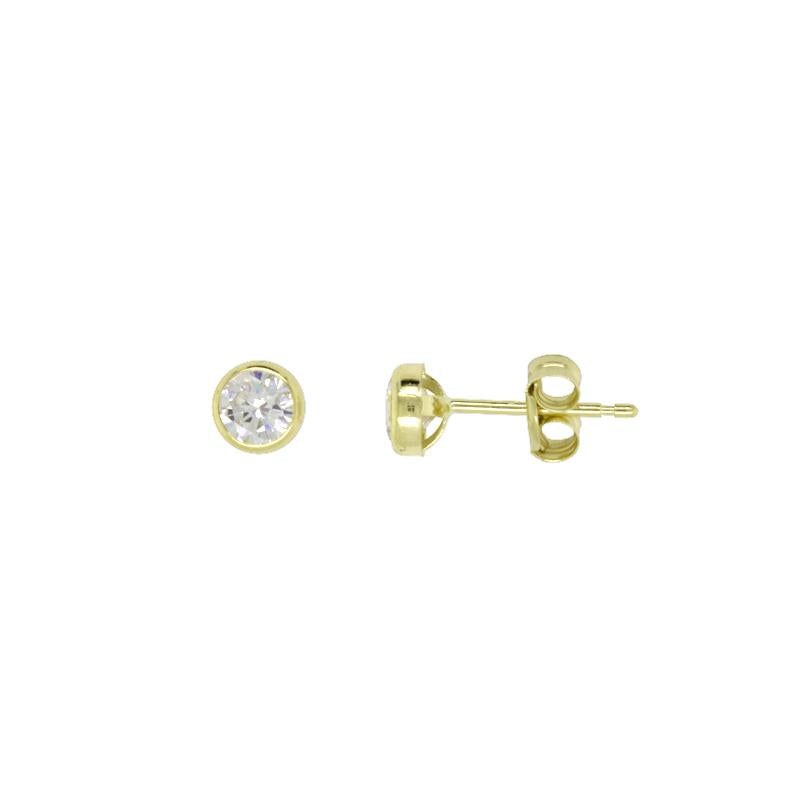 9CT YELLOW GOLD 4MM ROUND CUBIC ZIRCONIA STUD