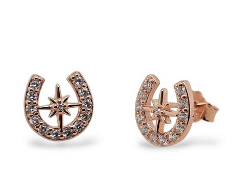 STERLING SILVER ROSE GOLD PLATED HORSE SHOE STUDS