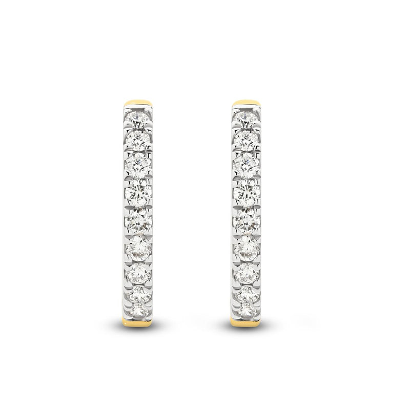 9CT YELLOW GOLD DIAMOND HOOP EARRINGS