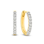 9CT YELLOW GOLD DIAMOND HOOP EARRINGS