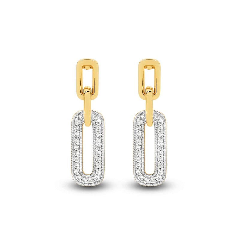 9CT YELLOW GOLD DIAMOND SET DROP EARRINGS