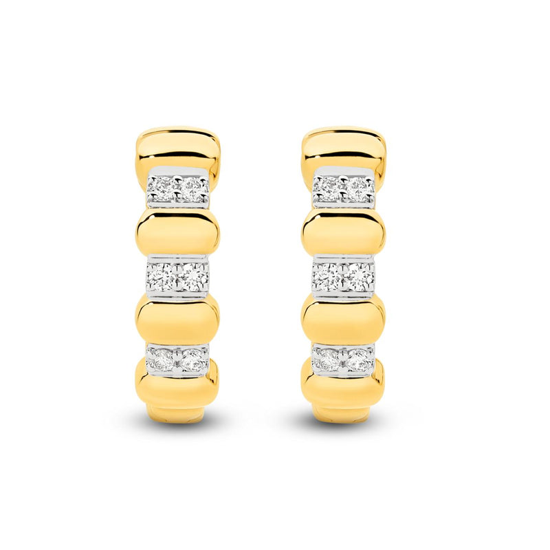 9CT YELLOW GOLD DIAMOND SET HOOPS