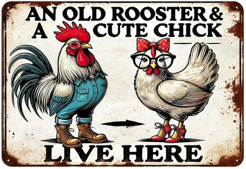 ROOSTER & CHICK TIN SIGN