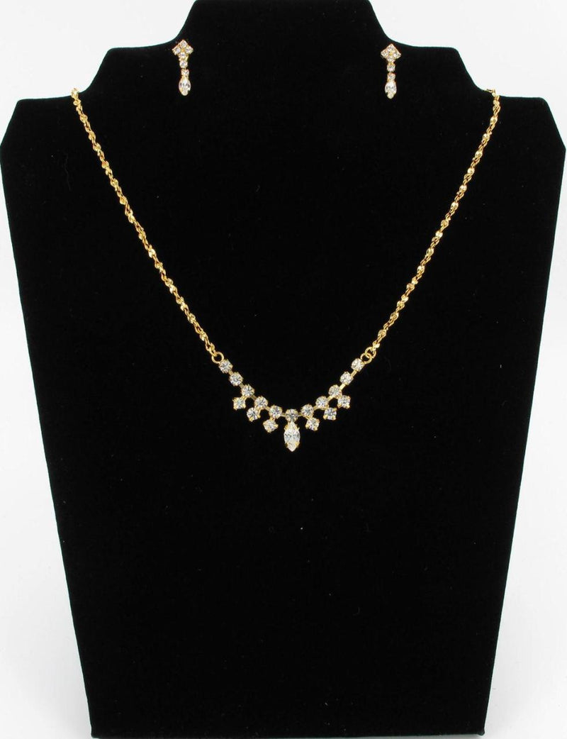 GOLD PLATED SWAROVSKI NECKLACE EARRING SET