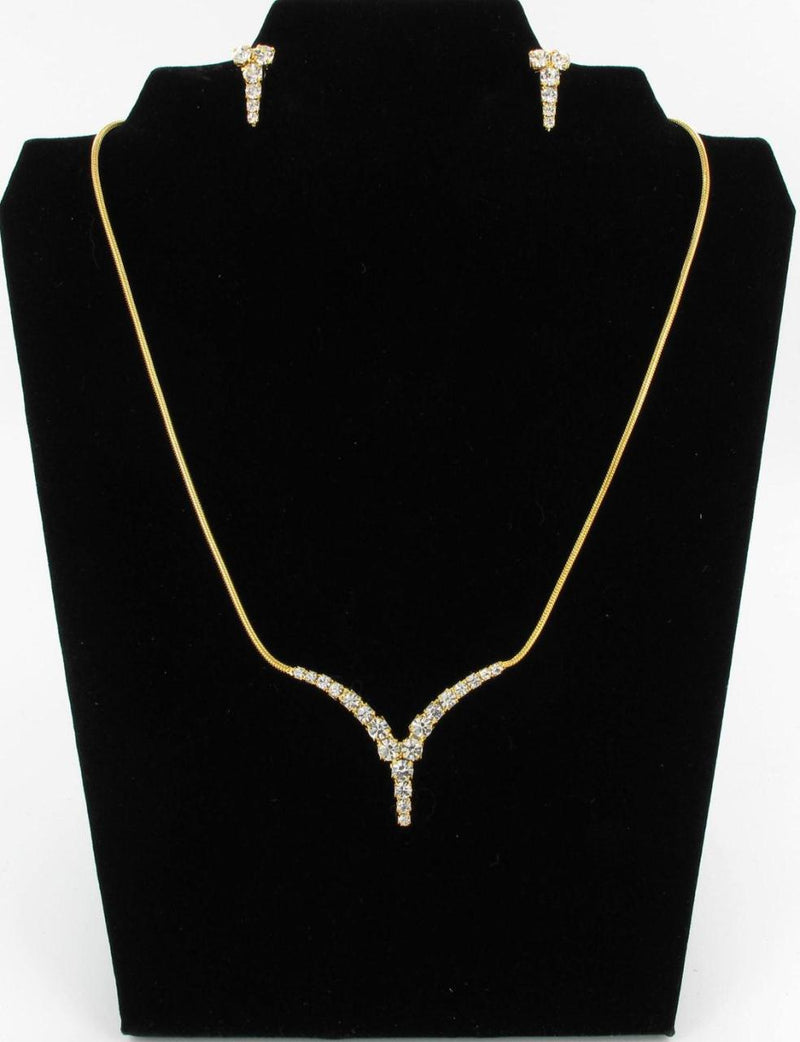 GOLD PLATED SWAROVSKI NECKLACE EARRING SET