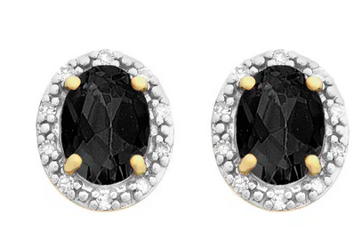 9CT YELLOW GOLD SAPPHIRE & DIAMOND EARRINGS