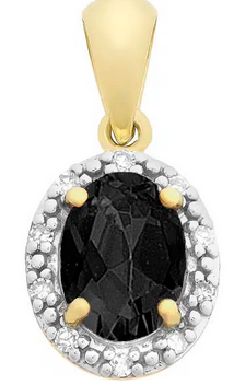 9CT YELLOW GOLD SAPPHIRE & DIAMOND PENDANT