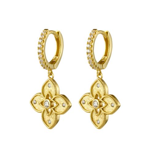 STERLING SILVER GOLD PLATED VENETIAN FLOWER EARRINGS