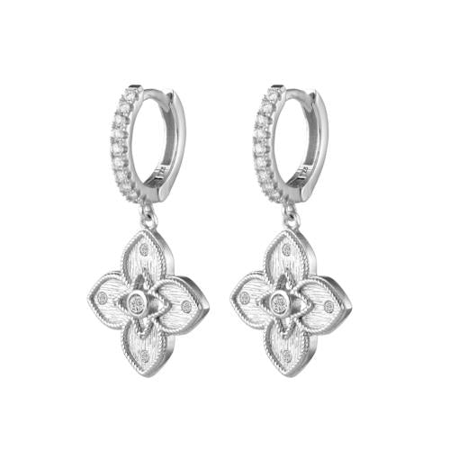 STERLING SILVER VENETIAN FLOWER EARRINGS