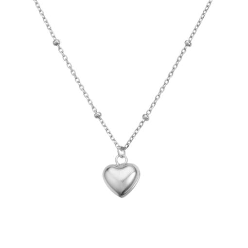 STERLING SILVER NECKLACE WITH MINI PUFF HEART