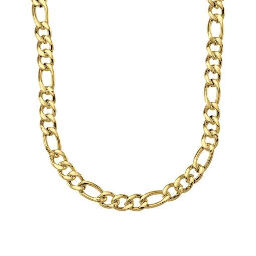 STAINLESS STEEL GOLD PLATED FIGARO LINK CHAIN - 45CM