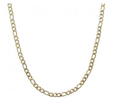 STAINLESS STEEL GOLD PLATED FIGARO LINK CHAIN - 55CM