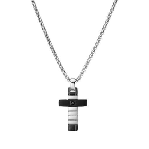 STAINLESS STEEL BOX CHAIN WITH CROSS