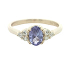 9CT YELLOW GOLD TANZANITE & DIAMOND RING