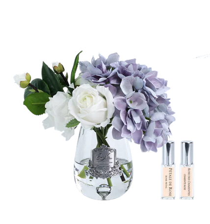 TEA ROSE VASE - HYDRANGEA & ROSES