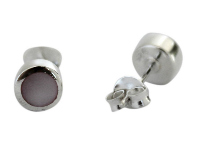 STERLING SILVER PINK MOTHER OF PEARL STUDS