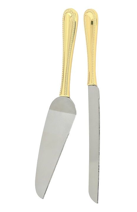 GOLD PLATED CAKE & KNIFE SET