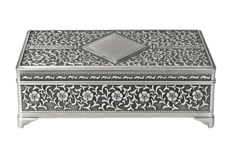 JEWELLERY BOX - RECTANGLE PEWTER FINISH