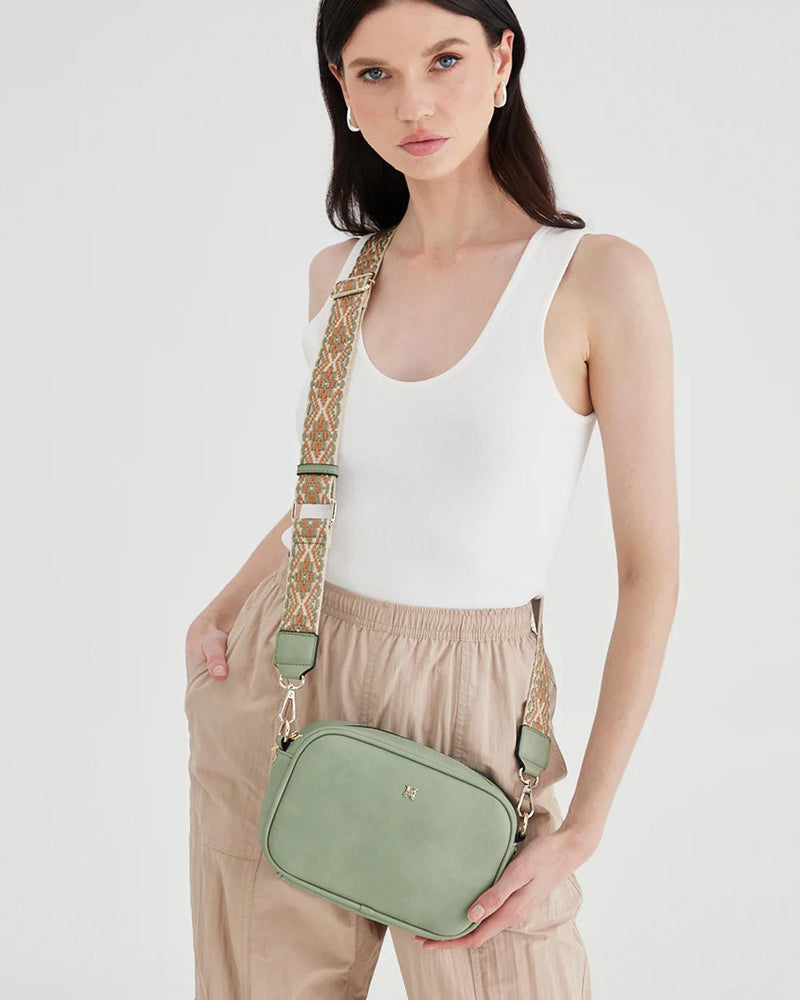 MONICA CAMERA CROSSBODY/BAG - SAGE GREEN WITH AZTEC SAGE GREEN STRAP