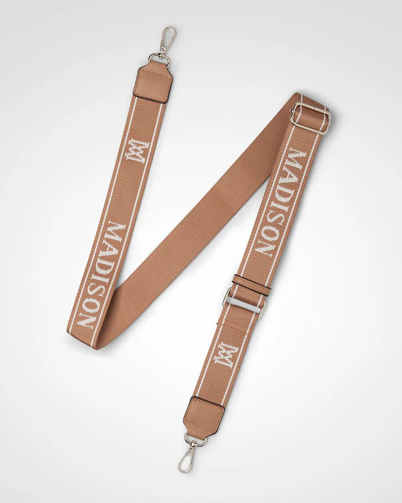 MADISON BAG STRAP - WHITE/CARAMEL