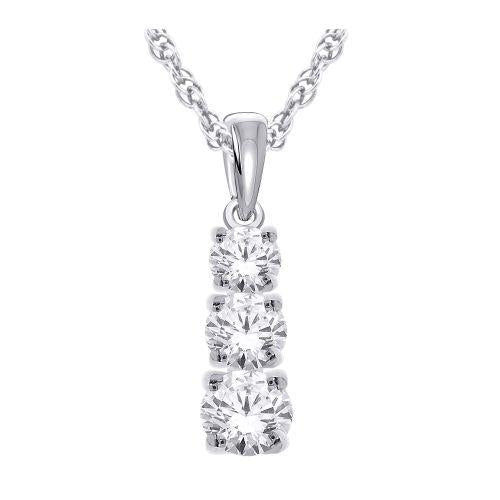 10CT WHITE GOLD .50CT DIAMOND THREE STONE PENDANT